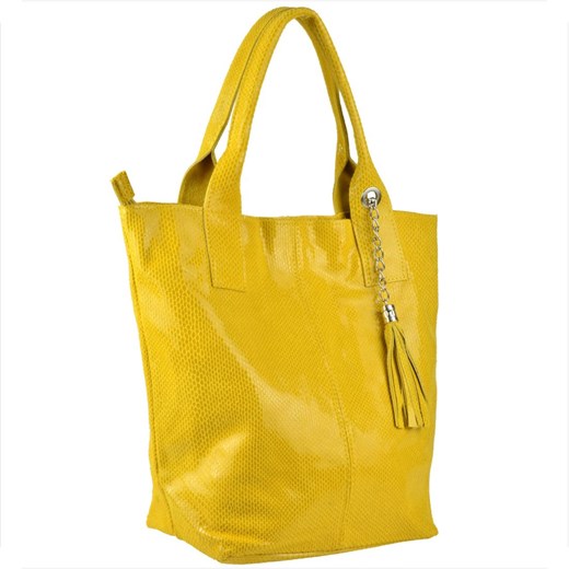 żółta torebka shopper skórzana z plaster miodu xl ze sklepu melon.pl w kategorii Torby Shopper bag - zdjęcie 176541547