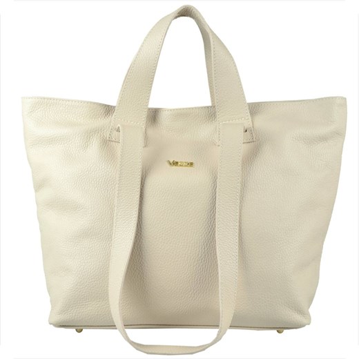 Vezze torba skórzana shopper bag jasny beż na ramię i do ręki ze sklepu melon.pl w kategorii Torby Shopper bag - zdjęcie 176541635