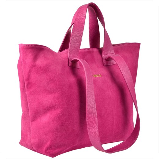 Torba shopper bag na ramię i do ręki skóra zamszowa róż fuksja ze sklepu melon.pl w kategorii Torby Shopper bag - zdjęcie 176541658