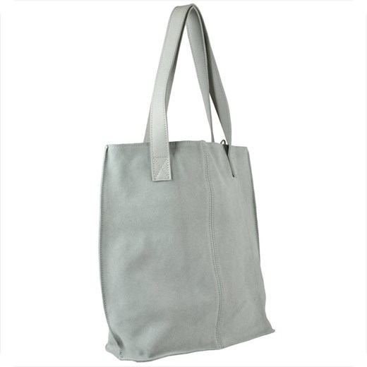 Duża torba skóra zamszowa popielata włoska xl ze sklepu melon.pl w kategorii Torby Shopper bag - zdjęcie 176541706