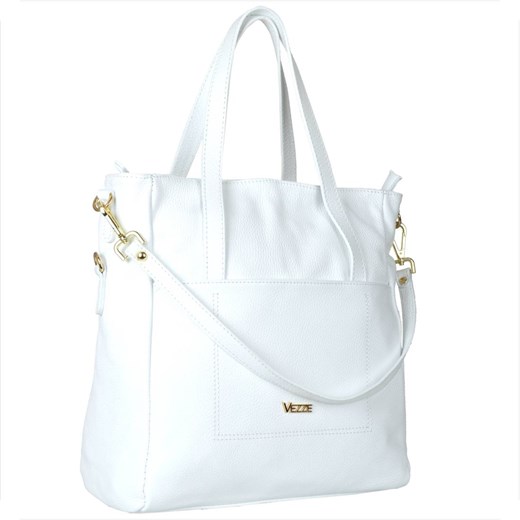 Vezze torba shopper biała ze skóry naturalnej xl ze sklepu melon.pl w kategorii Torby Shopper bag - zdjęcie 176542008