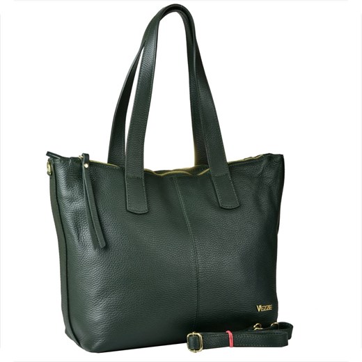 Vezze włoska torebka shopper skórzana zieleń butelkowa ze sklepu melon.pl w kategorii Torby Shopper bag - zdjęcie 176542159