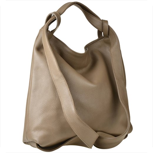 Torebko plecak duży brąz taupe xl skóra naturalna ze sklepu melon.pl w kategorii Plecaki - zdjęcie 176542199