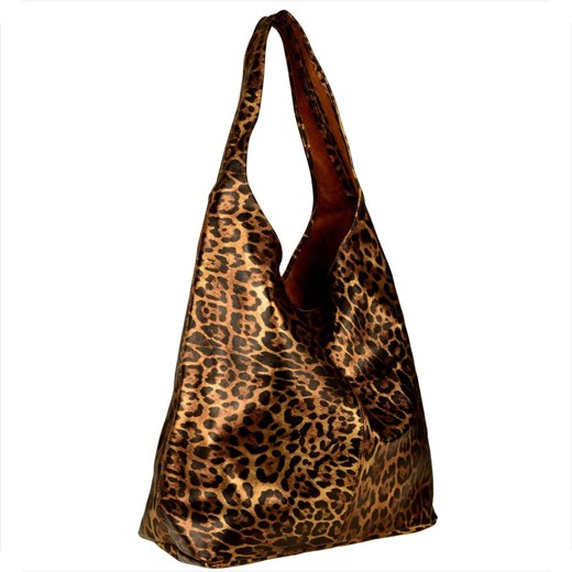 Torebka worek skórzana shopper panterka metaliczna brąz miedź ze sklepu melon.pl w kategorii Torby Shopper bag - zdjęcie 176542287