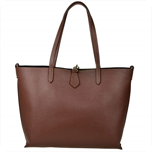 Borse in pelle torebka shopper skórzana brąz koniak z kosmetyczką ze sklepu melon.pl w kategorii Torby Shopper bag - zdjęcie 176542438