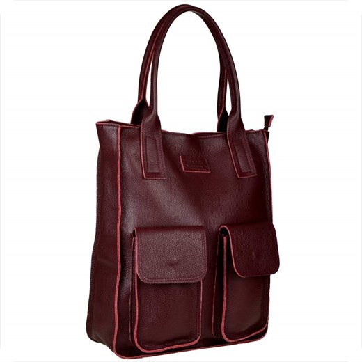 Vera pelle duża torebka włoska shopper bag skóra naturalna bordowa ze sklepu melon.pl w kategorii Torby Shopper bag - zdjęcie 176542519