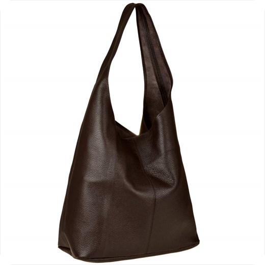 Torebka worek skórzana brąz czekolada shopper na ramię ze sklepu melon.pl w kategorii Torby Shopper bag - zdjęcie 176542549