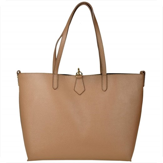 Borse in pelle torebka shopper skórzana brąz karmel kosmetyczką ze sklepu melon.pl w kategorii Torby Shopper bag - zdjęcie 176542557
