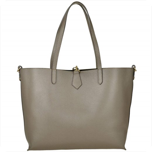 Borse in pelle torebka shopper skórzana brąz taupe z kosmetyczką ze sklepu melon.pl w kategorii Torby Shopper bag - zdjęcie 176542636
