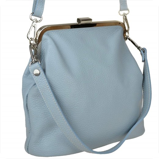 Damska torebka baby blue niebieska skóra naturalna bigiel Genuine Leather uniwersalny wyprzedaż melon.pl