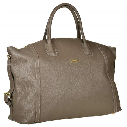Bardzo duża torebka skórzana brąz taupe shopper bag xxl ze sklepu melon.pl w kategorii Torby Shopper bag - zdjęcie 176542668
