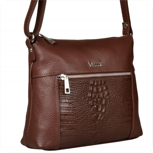 Skórzana torebka listonoszka włoska brąz koniak vezze Vezze uniwersalny melon.pl