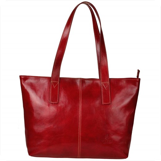 Torebka skórzana shopper xl czerwień bordowa vezze maxi ze sklepu melon.pl w kategorii Torby Shopper bag - zdjęcie 176543388