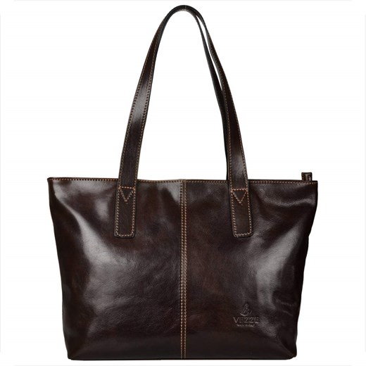 Torebka skórzana shopper xl brąz czekolada  vezze ze sklepu melon.pl w kategorii Torby Shopper bag - zdjęcie 176543428