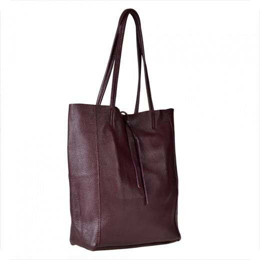 Lekka skórzana torebka shopper bordowa z rzemykami xl ze sklepu melon.pl w kategorii Torby Shopper bag - zdjęcie 176543489