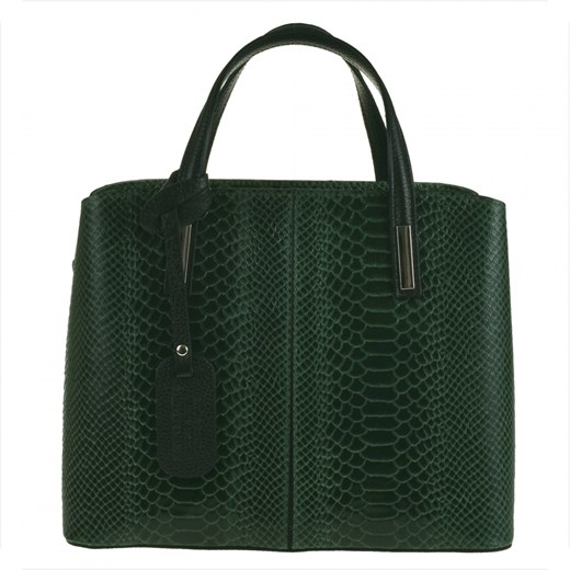 Torebka skórzana kuferek wzór wężowej skóry zielona ze sklepu melon.pl w kategorii Torby Shopper bag - zdjęcie 176543775