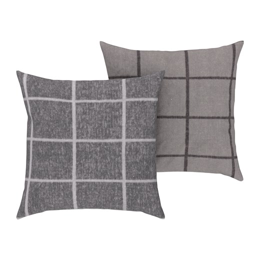LIVARNO home Komplet 2 poszewek na poduszki z polaru, 40 x 40 cm (Szara kratka) Livarno Home LIDL Sklep