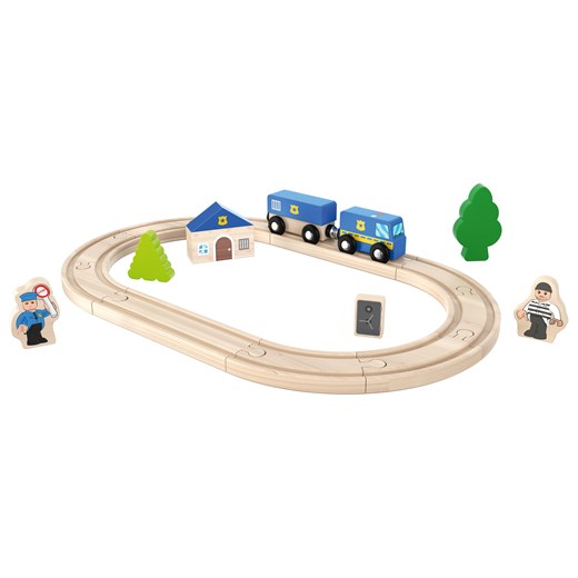 Playtive Zestaw drewnianych torów kolejowych, 18 elementów (Policja) Playtive LIDL Sklep