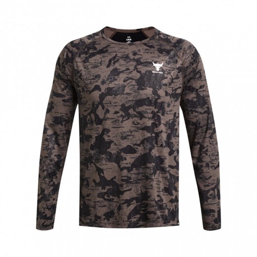 Męski longsleeve treningowy Under Armour Project Rock IsoChill LS - brązowy ze sklepu Sportstylestory.com w kategorii T-shirty męskie - zdjęcie 176552129