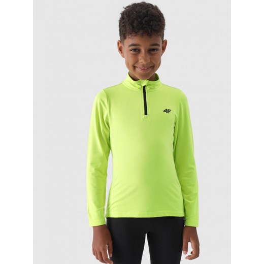 Chłopięca bielizna termoaktywna (góra) 4F 4FJWAW24UBRUM064 - zielona ze sklepu Sportstylestory.com w kategorii T-shirty chłopięce - zdjęcie 176553768