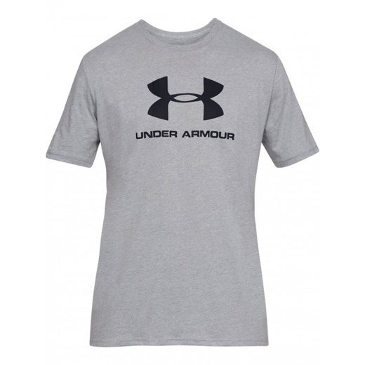 Męski t-shirt z nadrukiem UNDER ARMOUR SPORTSTYLE LOGO SS - szary ze sklepu Sportstylestory.com w kategorii T-shirty męskie - zdjęcie 176555138