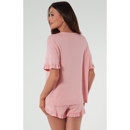 Piżama damska na krótki rękaw i krótkie spodenki róż pudrowy Styl, Kolor róż pudrowy, Rozmiar S, Gee One ze sklepu Intymna w kategorii Piżamy damskie - zdjęcie 176556597