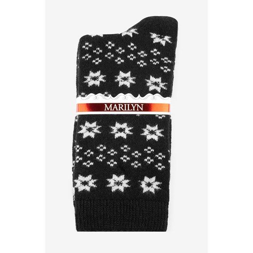 Marilyn Skarpety męskie z angorą i wełną w zimowy wzór czarne D29, Kolor czarno-biały, Rozmiar uniwersalny, Marilyn ze sklepu Intymna w kategorii Skarpetki męskie - zdjęcie 176556675