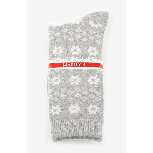Marilyn Skarpety męskie z angorą i wełną w zimowy wzór szare D29, Kolor szaro-biały, Rozmiar uniwersalny, Marilyn ze sklepu Intymna w kategorii Skarpetki męskie - zdjęcie 176556678