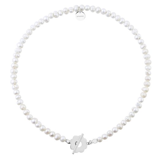 Choker perłowy z zapięciem kwiatem elegancki naszyjnik z pereł ze sklepu manoki.pl w kategorii Naszyjniki - zdjęcie 176560726
