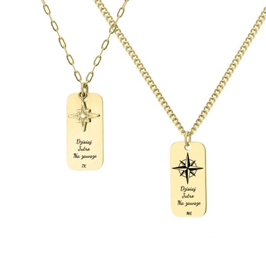 Compass Starligh Zestaw Naszyjników dla Par z Nieśmiertelnikami Męski i Damski z Gwiazdką z Cyrkonią ze sklepu manoki.pl w kategorii Naszyjniki - zdjęcie 176560729