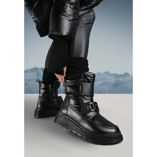 Czarne Śniegowce Sportowe na Platformie Floipha ze sklepu born2be.pl w kategorii Śniegowce damskie - zdjęcie 176561367