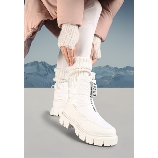 Białe Śniegowce na Grubej Podeszwie z Suwakiem Cresandi ze sklepu born2be.pl w kategorii Śniegowce damskie - zdjęcie 176561396