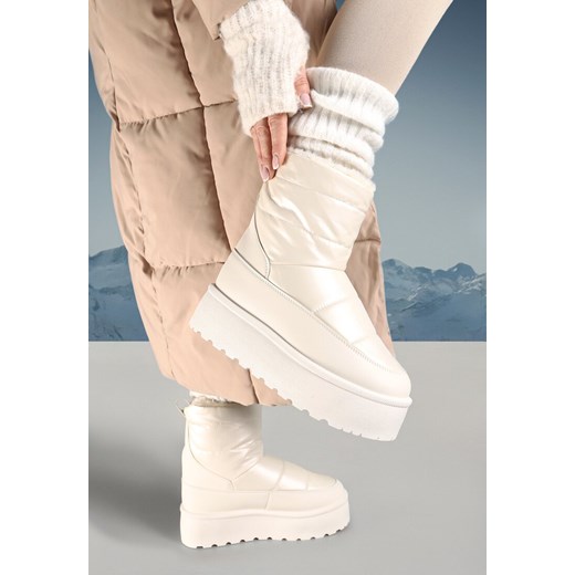 Beżowe Pikowane Śniegowce Vices na Grubej Podeszwie Inoriah ze sklepu born2be.pl w kategorii Śniegowce damskie - zdjęcie 176561985