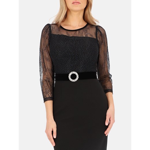 Elegancka sukienka z ozdobną górą i pasem L'AF Leona ze sklepu Eye For Fashion w kategorii Sukienki - zdjęcie 176563637
