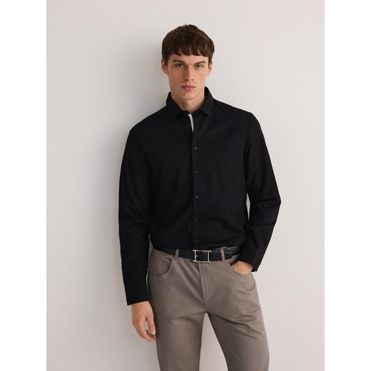 Reserved - Bawełniana koszula slim fit - czarny ze sklepu Reserved w kategorii Koszule męskie - zdjęcie 176563739