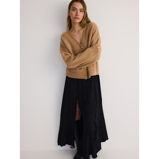 Reserved - Wełniany kardigan - beżowy ze sklepu Reserved w kategorii Swetry damskie - zdjęcie 176566559