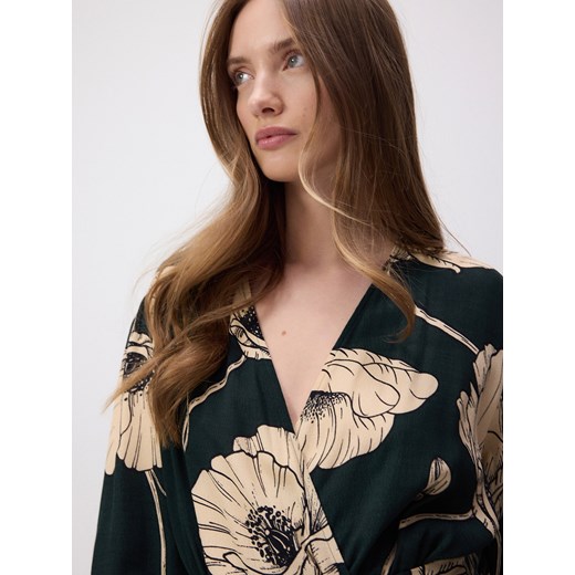 Reserved - Kopertowa sukienka z wiskozy - ciemnozielony Reserved XL Reserved