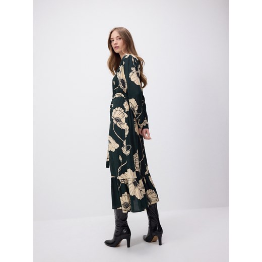 Reserved - Kopertowa sukienka z wiskozy - ciemnozielony Reserved M Reserved
