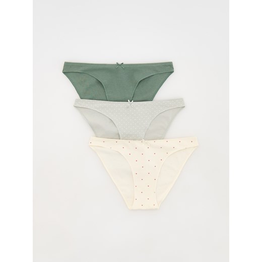 Reserved - Bawełniane majtki bikini 3 pack - złamana biel Reserved XS Reserved