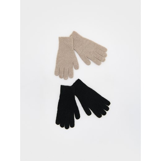 Reserved - Rękawiczki z domieszką wełny 2 pack - czarny ze sklepu Reserved w kategorii Rękawiczki damskie - zdjęcie 176567339