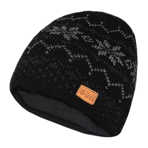 Czapka Zimowa, Czarna w Śnieżki, Ciepła, Podszyta Polarem, Męska -Pako Jeans CPAPJNSz87cz ze sklepu JegoSzafa.pl w kategorii Czapki zimowe męskie - zdjęcie 176568477
