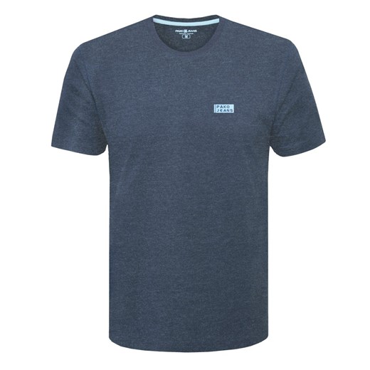 Klasyczny, Prosty T-Shirt - Pako Jeans - Granatowy Melanż TSPJNSbasicGRmelanz ze sklepu JegoSzafa.pl w kategorii T-shirty męskie - zdjęcie 176568495