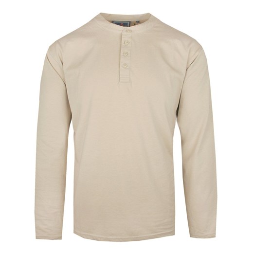 Koszulka z Dł. Rękawem, Dekolt na Guziki - Pako Jeans - Beżowa TSPJNSlongMATRIXbz ze sklepu JegoSzafa.pl w kategorii T-shirty męskie - zdjęcie 176568516
