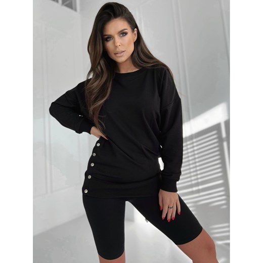 Bluza damska z kapturem TLR045 - czarna ze sklepu Edoti w kategorii Bluzy damskie - zdjęcie 176569059