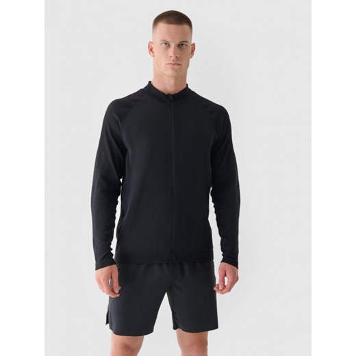 Męska bluza treningowa bezszwowa męska 4F x Robert Lewandowski - czarna ze sklepu Sportstylestory.com w kategorii Bluzy męskie - zdjęcie 176570557