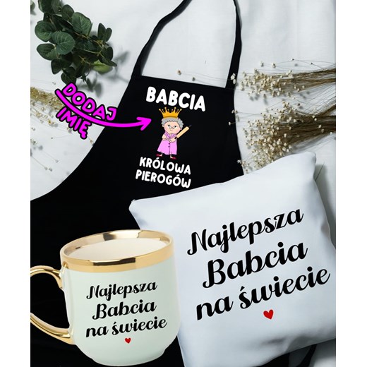 Zestaw prezentowy dla Babci - fartuch kubek oraz poduszka dla babci KRÓLOWA Timeforf M Time For Fashion