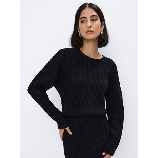 Mohito - Czarny sweter z wiskozą - czarny ze sklepu Mohito w kategorii Swetry damskie - zdjęcie 176573598