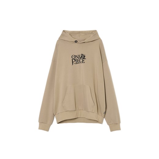 Cropp - Bluza hoodie z nadrukiem One Piece - beżowy Cropp M Cropp