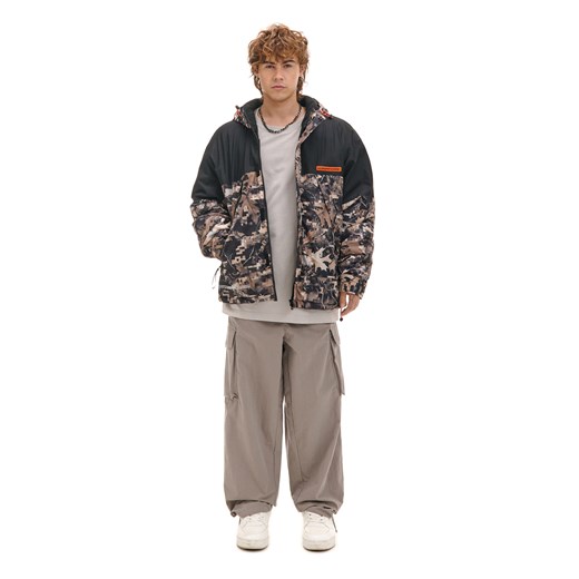 Cropp - Kurtka z kapturem z jesiennym motywem - beżowy Cropp XS wyprzedaż Cropp