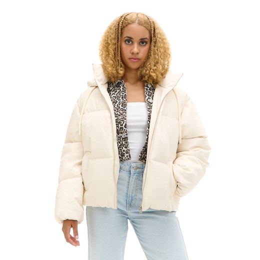 Cropp - Kremowa kurtka puffer z kapturem - kremowy ze sklepu Cropp w kategorii Kurtki damskie - zdjęcie 176574909